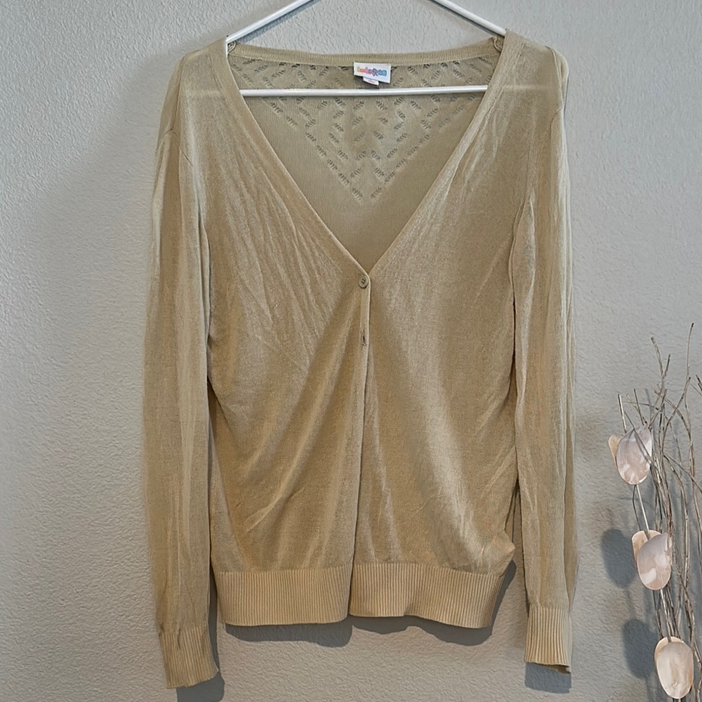 LuLaRoe Cream Cheryl V-Neck Sweater Soft Knit